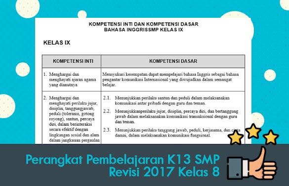 Perangkat Pembelajaran K13 Smp Revisi 2017 Kelas 8