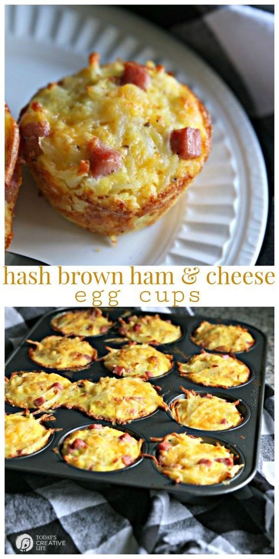 Hash Brown Ham and Cheese Egg Cups | Easy Breakfast Recipe ideas | Back to School Breakfast ideas | High Protein grab and go breakfast ideas | Recipes for college students | TodaysCreativeLife.com