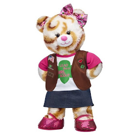It's finally here! The official Girl Scout S'mores Campout Bear from Build-A-Bear.  Available for a limited time only.