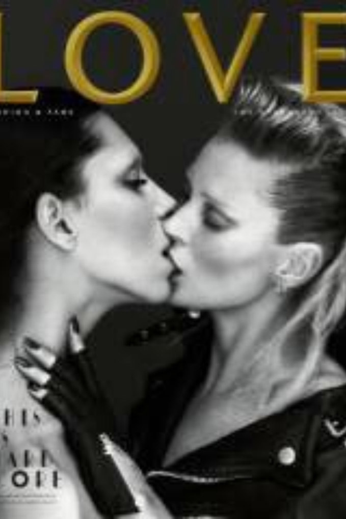 Kate Moss kissing Lea T on the cover of LOVE