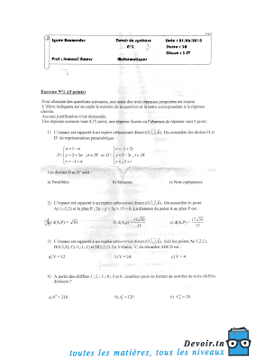 devoir de synthèse 3 math 3ème année technique