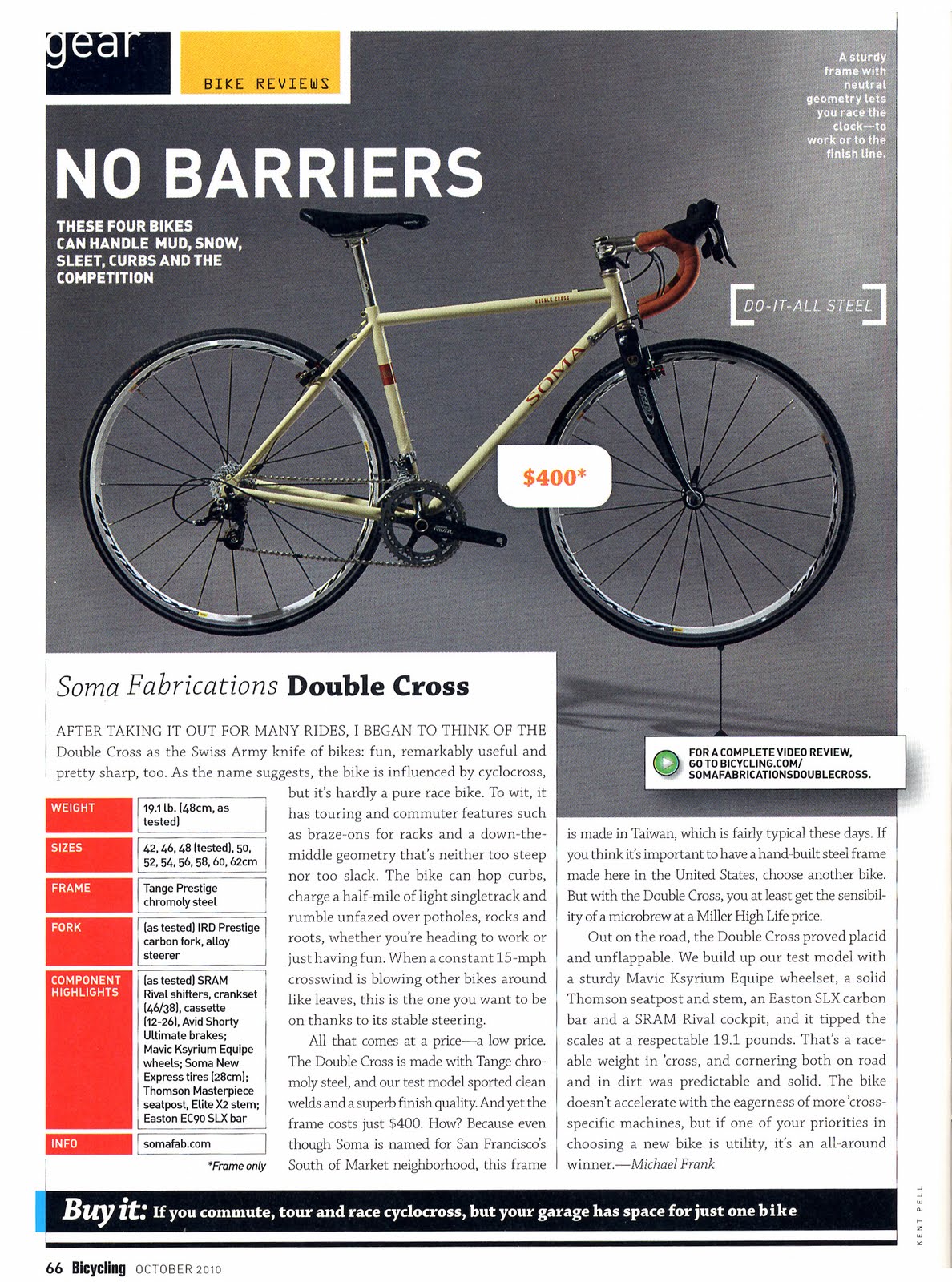 The Soma Fab Blog: Adventure Cyclist Reviews the Soma Jawbone B-Type  Bikepacking Frame