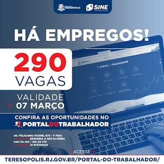 Programa ‘Emprega Terê’ divulga 290 vagas de emprego no Sine Teresópolis