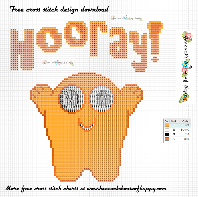 Happy Hooray Monster Free Monster Cross Stitch Pattern