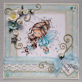 Girly fairy card in shades of aqua (image from Wee stamps)