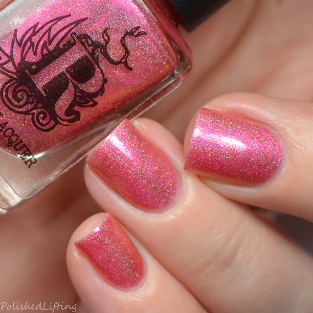 coral shimmer holo nail polish