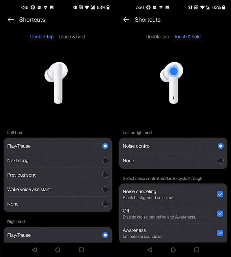 Shortcuts section