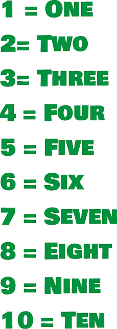 numbers 1 to 10 green colors for kids