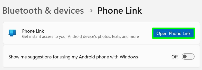 windows 11 open phone link app