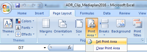 Set Print Area In trong Excel