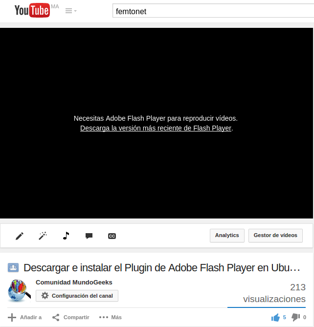 Descargar e instalar Adobe Flash Player para Chromium en 