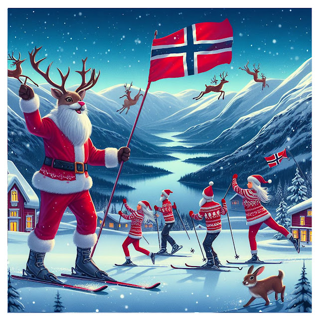 Underlig julekort laga med kunstig intelligens  fra «Sandvika» i Verdal.