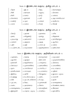 இரண்டாம் பருவம்  சொல்வதை எழுதுதல் 2 -ஆம் வகுப்பு Dictation words