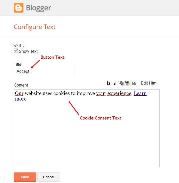cookie consent on blogger / blogspot