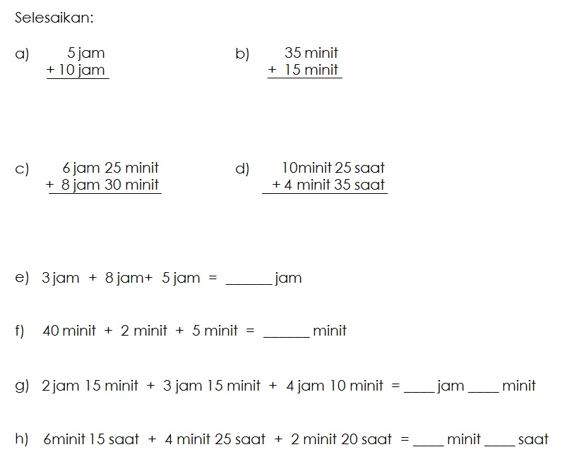 Latihan - Masa & Waktu (3)  MATEMATIK KSSR TAHUN 3