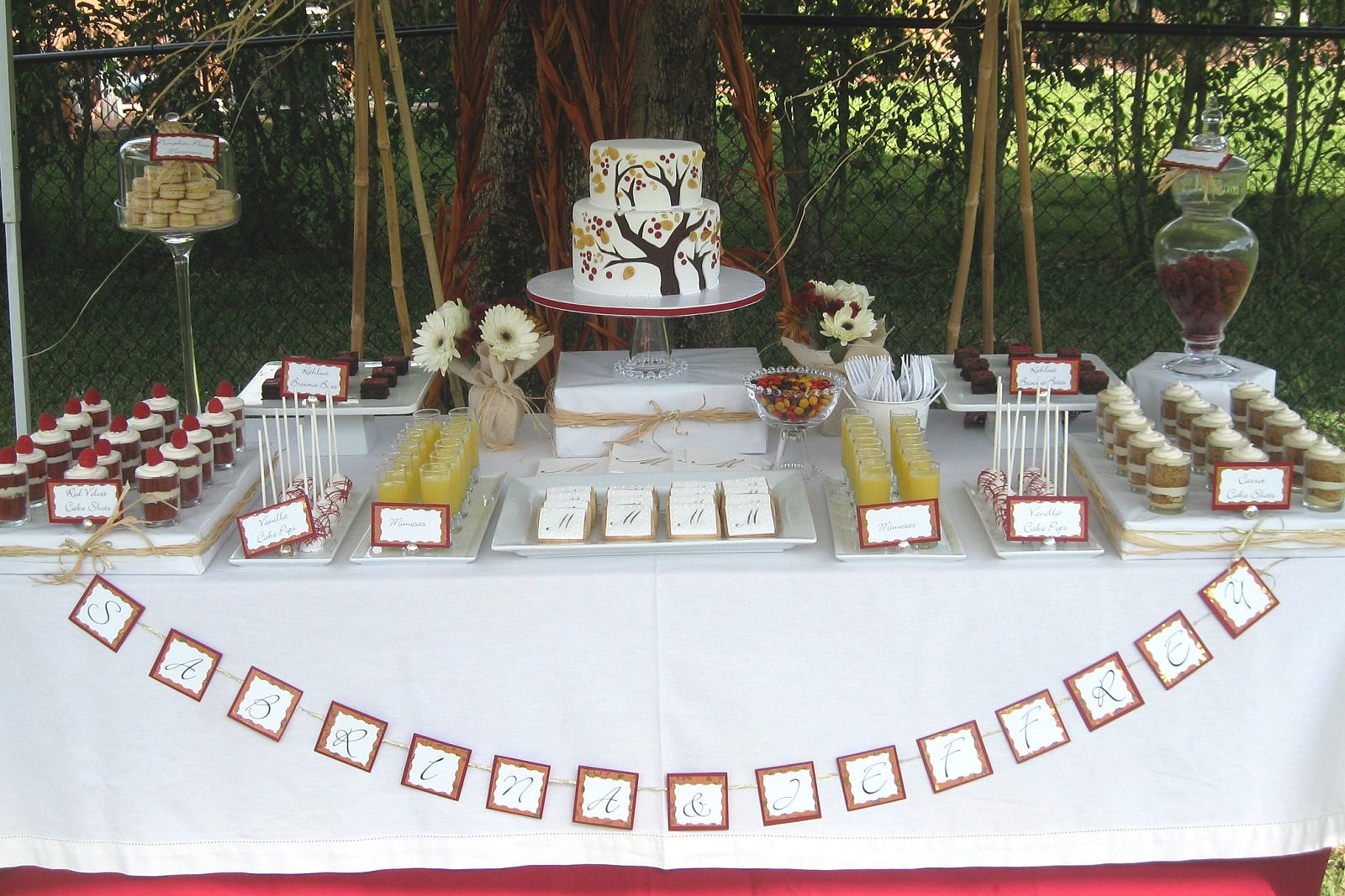 wedding cake pop display Outdoor fall Brunch Wedding