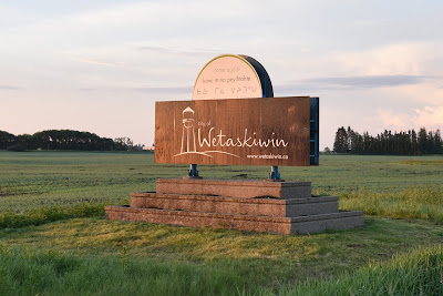 Wetaskiwin Alberta town sign.