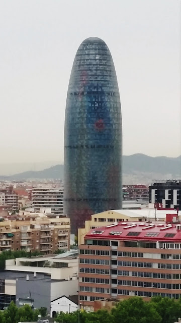 Torre Agbar or "Dildo Building" as show from the terrace of the hotel.