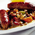 Sausages with creamy lentils