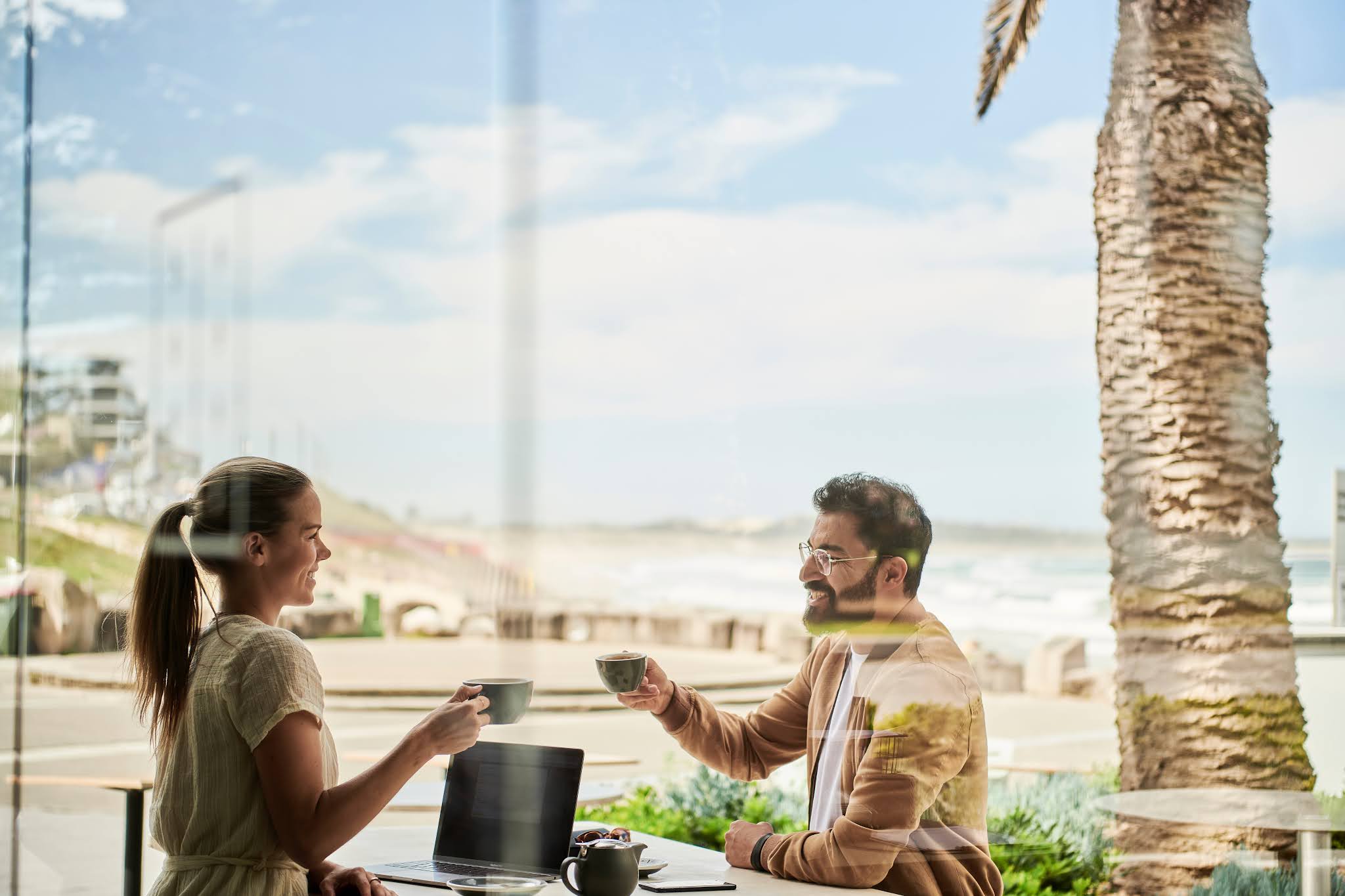 woman and man on a date