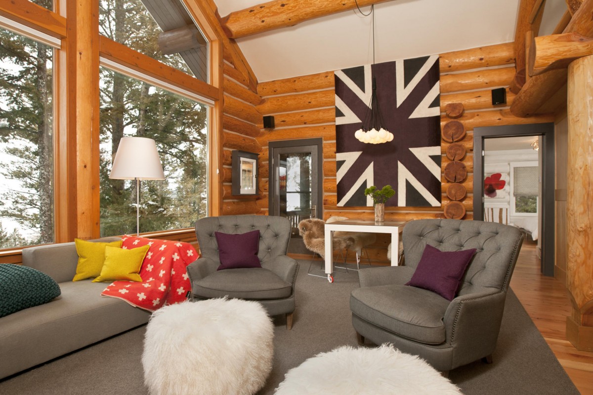 wall decor ideas with wood Modern Log Cabin Interior Design | 1200 x 800