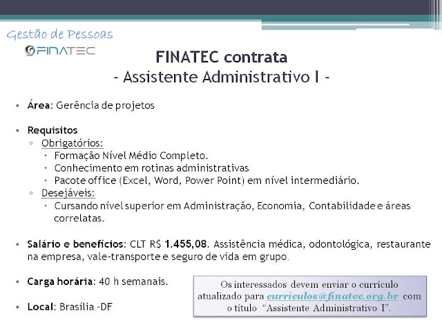 Vaga de Emprego para Assistente Administrativo