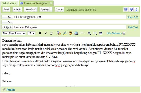 NonGkronG sI NdrO: cara kirim lamaran kerja VIA email