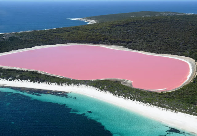 lago montañoso con agua rosada curiosciencia