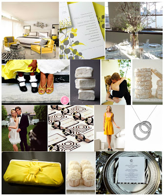 grey white and yellow wedding