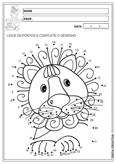 Liga Pontos Animais Atividade Educação Infantil