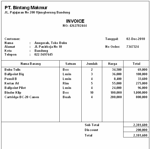 Ilmu Software: Membuat Invoice menggunakan Excel