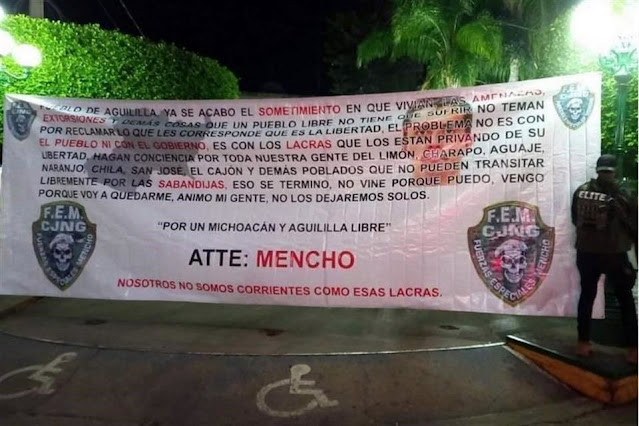 Vengo por que vengo a quedarme La Narcomanta de El Mencho en tierra caliente Michoacán