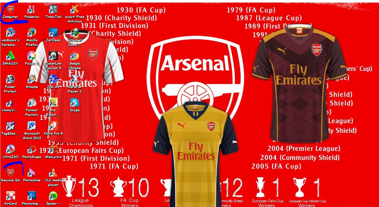 Download Tema Arsenal Terbaru 2016 - Kumpulan Tema Windows