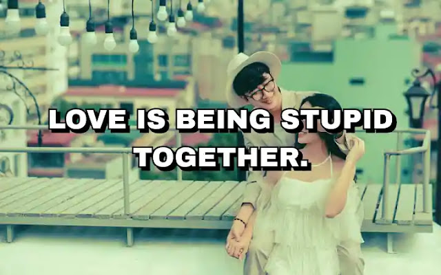 61. “Love is being stupid together.”