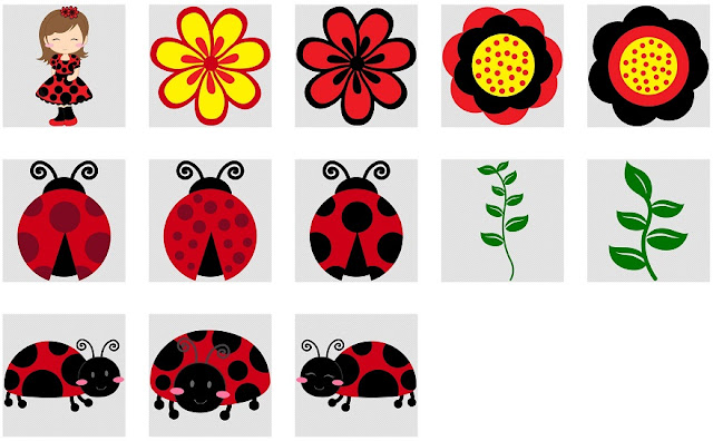 Clipart de Niña y Mariquitas.