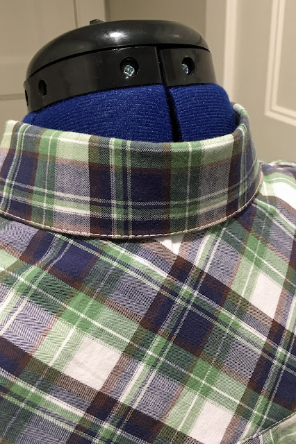 Mood Fabrics' plaid flannel Archer shirts - collar