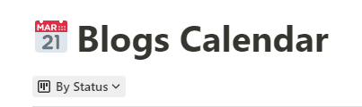 content calendar for blog section Notion