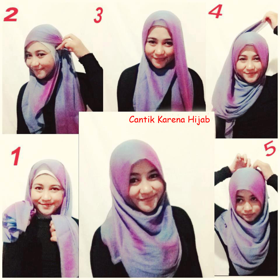 25 Gambar Lengkap Tutorial Jilbab Segi Empat Licin Paling Lengkap