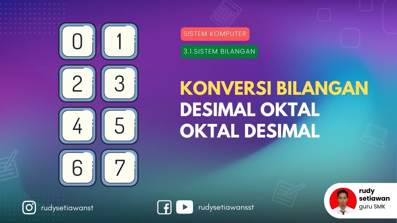 Cara Konversi bilangan Desimal ke Oktal atau Bilangan Oktal ke Desimal berikut langkah menyelesaikan soal-soal latihan