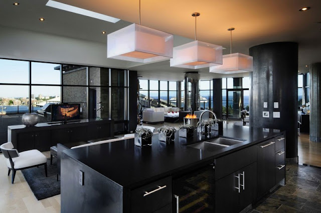 Picture of modern black kitchen island 
