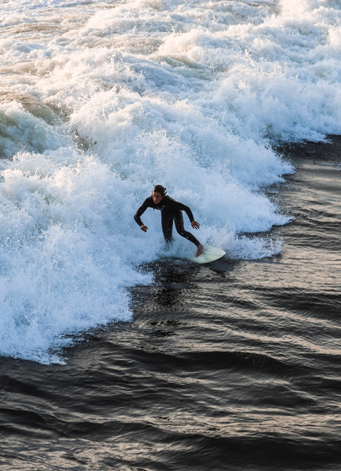Manhattan Beach Pier Surfers Surfing California
