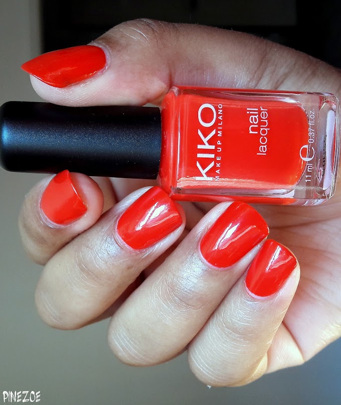 Kiko #236 / Orange Red  et stamping fleurs noires