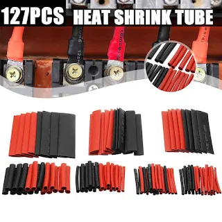 127Pcs Black&Red Weatherproof Heat Shrink Sleeving Tubing Tube Assortment Kit hown - store