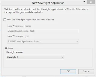 uncheck the "Host the Silverlight application in a website
