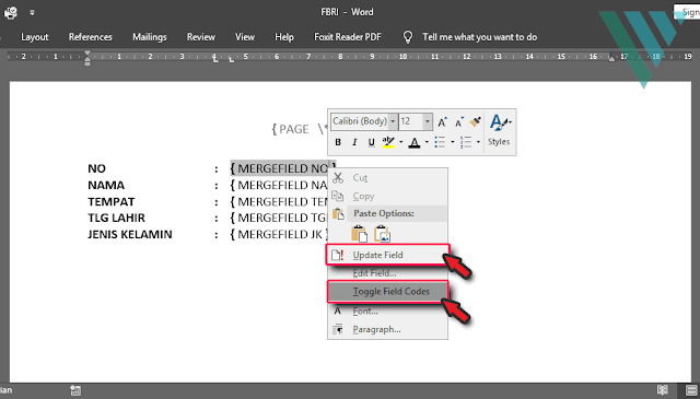 Cara Mengatasi {PAGE \* MERGEFORMAT} dan {MERGEFIELD} pada Ms. Word