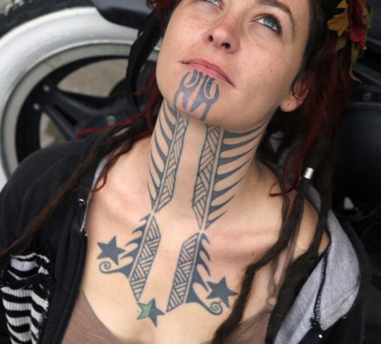 Chin Neck Tattoos For Women