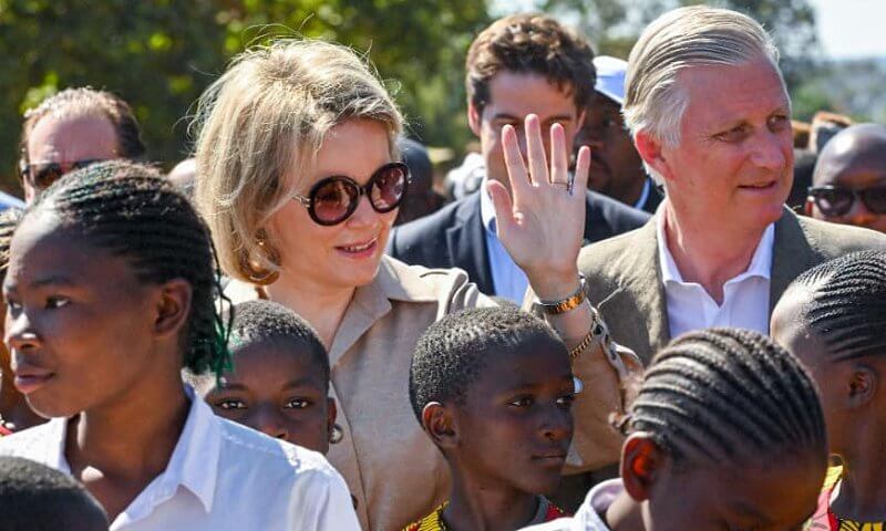 King Philippe and Queen Mathilde and Minister Meryame Kitir and State Secretary for Scientific Policy Thomas Dermine