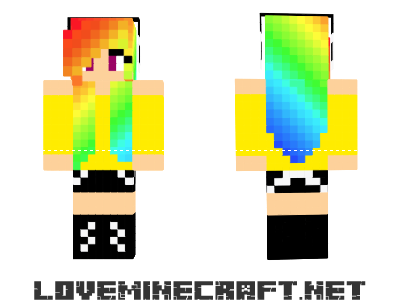 [Skins] Butter Girl With Rainbow Hair Skin for Minecraft