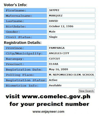 2010 Philippine Elections, Automated Elections, How to know your precint number, Finding out my precint number, Verification of school and precint number for the elections, COMELEC