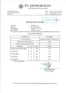 Test Lab Arang Cangkang Sawit